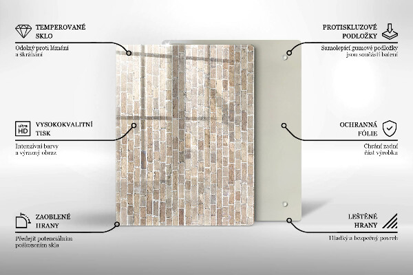 Zaščitna steklena plošča za štedilnik Svetla opečna stena