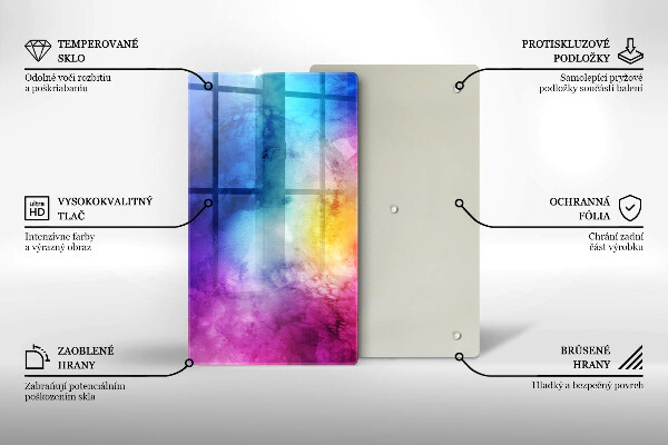 Zaščitna steklena plošča za štedilnik Mavrični akvarelni pljuski