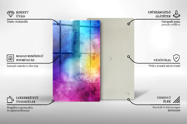 Zaščitna steklena plošča za štedilnik Mavrični akvarelni pljuski