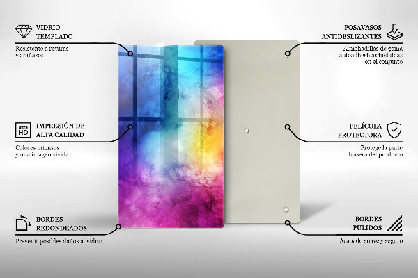 Zaščitna steklena plošča za štedilnik Mavrični akvarelni pljuski