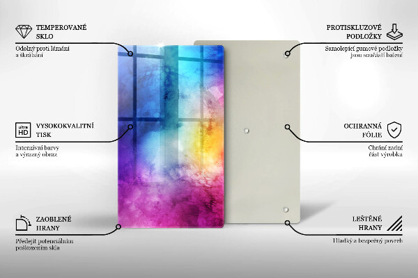 Zaščitna steklena plošča za štedilnik Mavrični akvarelni pljuski