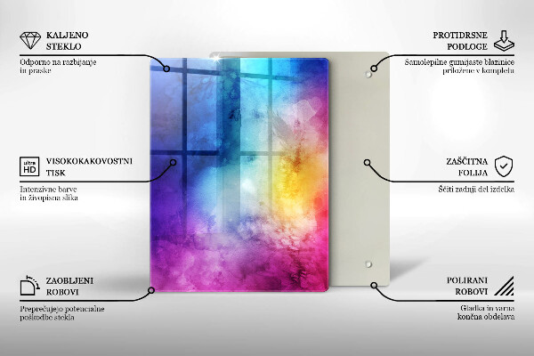 Zaščitna steklena plošča za štedilnik Mavrični akvarelni pljuski