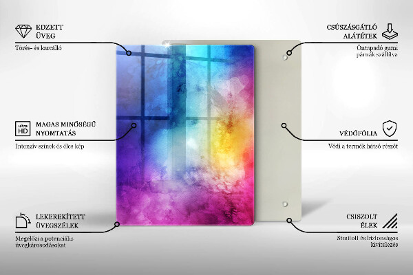 Zaščitna steklena plošča za štedilnik Mavrični akvarelni pljuski