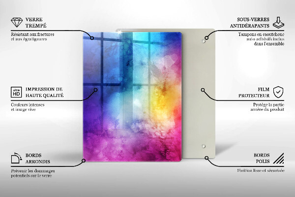 Zaščitna steklena plošča za štedilnik Mavrični akvarelni pljuski