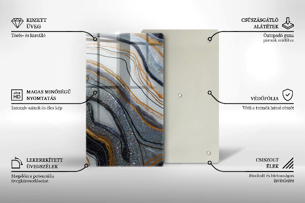 Zaščitna steklena plošča za štedilnik kamen z zlatom