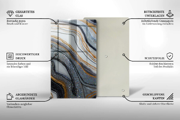 Zaščitna steklena plošča za štedilnik kamen z zlatom