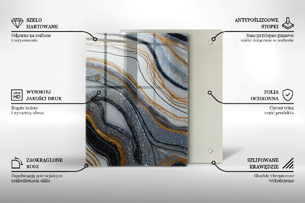 Zaščitna steklena plošča za štedilnik kamen z zlatom