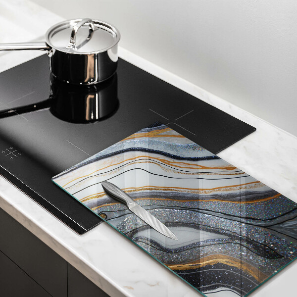 Zaščitna steklena plošča za štedilnik kamen z zlatom