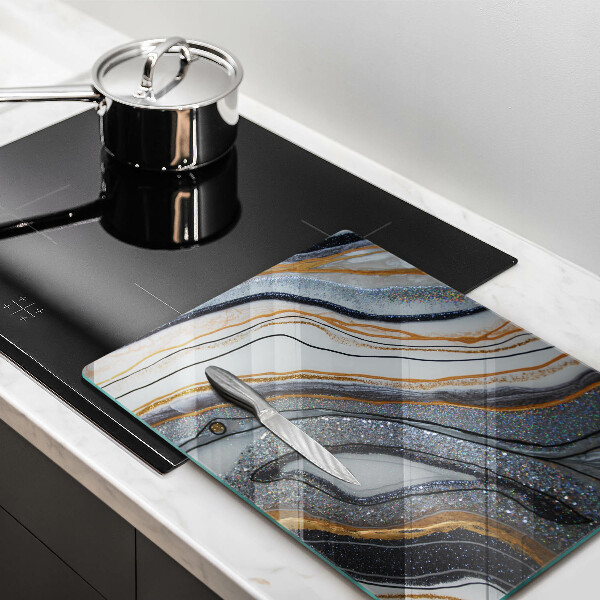 Zaščitna steklena plošča za štedilnik kamen z zlatom