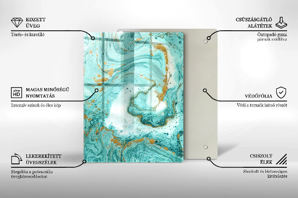 Zaščitna steklena plošča za štedilnik Modra abstrakcija