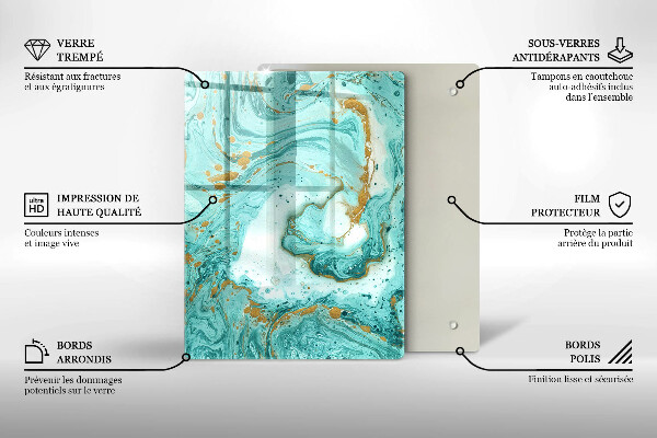 Zaščitna steklena plošča za štedilnik Modra abstrakcija