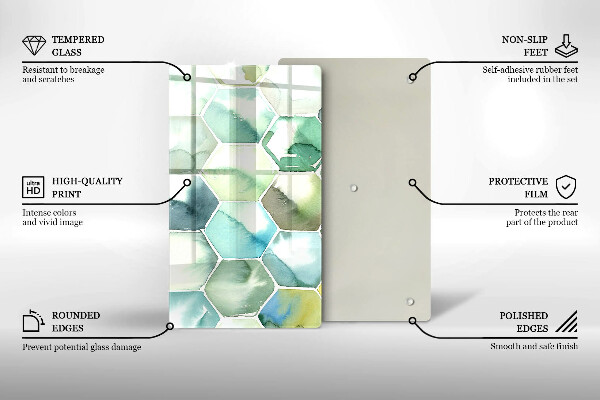 Zaščitna plošča za štedilnik Akvarelni šesterokotniki