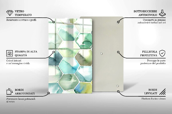 Zaščitna plošča za štedilnik Akvarelni šesterokotniki
