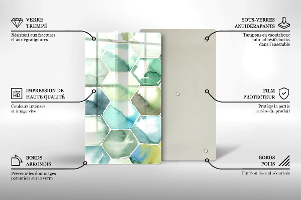 Zaščitna plošča za štedilnik Akvarelni šesterokotniki