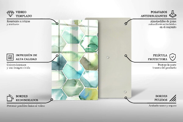 Zaščitna plošča za štedilnik Akvarelni šesterokotniki