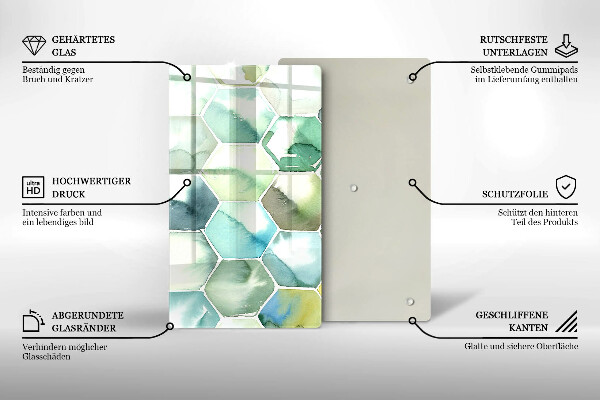 Zaščitna plošča za štedilnik Akvarelni šesterokotniki
