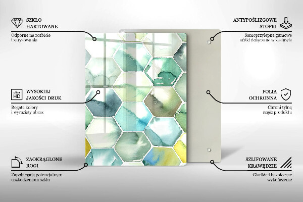 Zaščitna plošča za štedilnik Akvarelni šesterokotniki