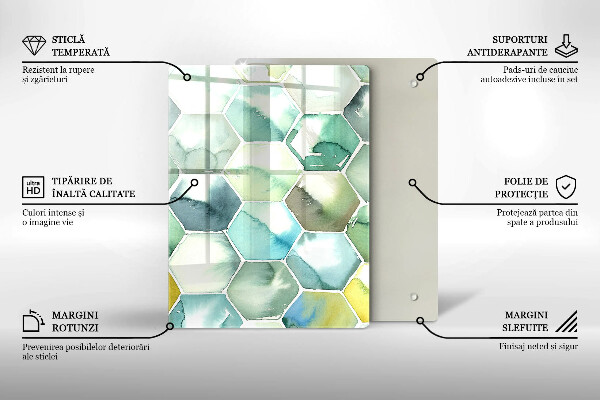 Zaščitna plošča za štedilnik Akvarelni šesterokotniki