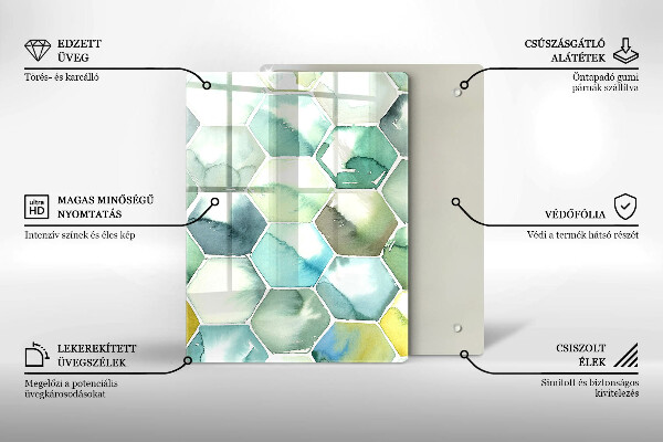 Zaščitna plošča za štedilnik Akvarelni šesterokotniki