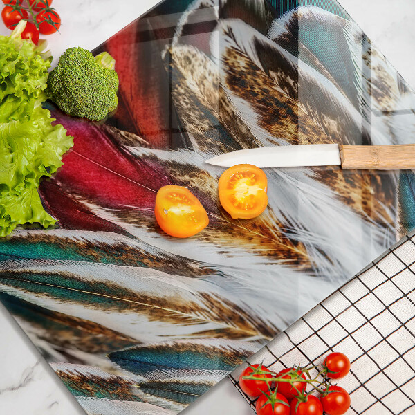 Zaščitna steklena plošča za štedilnik Boho ptičje perje