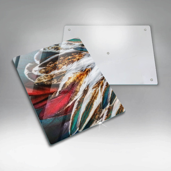 Zaščitna steklena plošča za štedilnik Boho ptičje perje