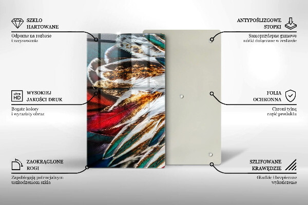 Zaščitna steklena plošča za štedilnik Boho ptičje perje