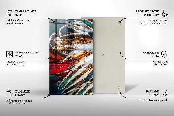 Zaščitna steklena plošča za štedilnik Boho ptičje perje