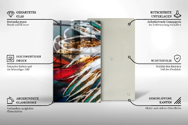 Zaščitna steklena plošča za štedilnik Boho ptičje perje