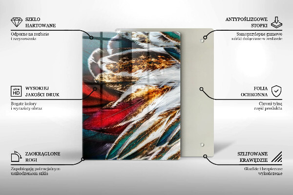 Zaščitna steklena plošča za štedilnik Boho ptičje perje