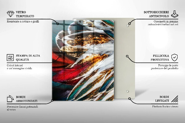 Zaščitna steklena plošča za štedilnik Boho ptičje perje