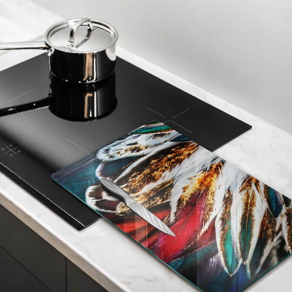 Zaščitna steklena plošča za štedilnik Boho ptičje perje