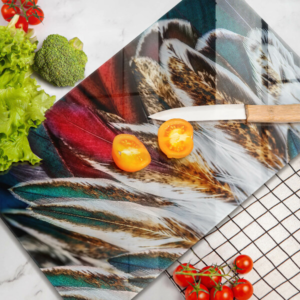 Zaščitna steklena plošča za štedilnik Boho ptičje perje