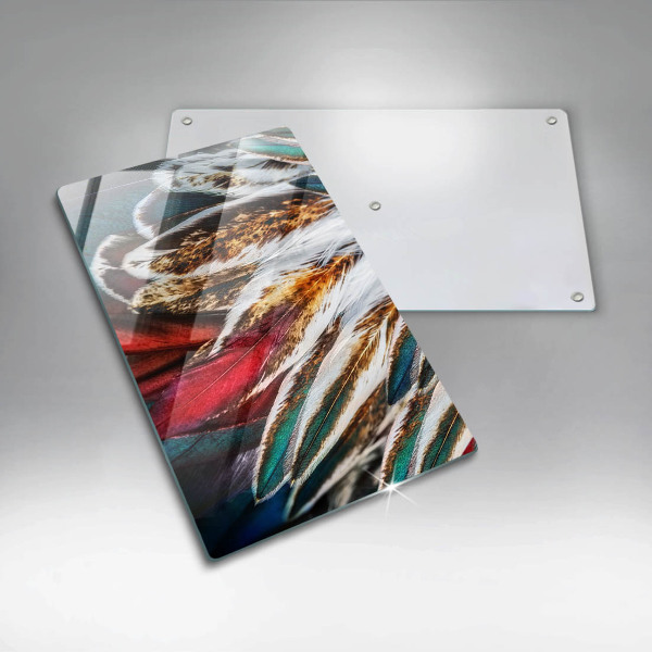 Zaščitna steklena plošča za štedilnik Boho ptičje perje