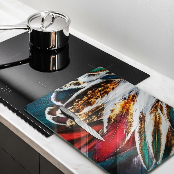 Zaščitna steklena plošča za štedilnik Boho ptičje perje