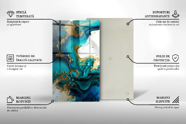 Zaščitna plošča za štedilnik Turkizna abstrakcija