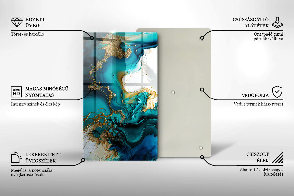 Zaščitna plošča za štedilnik Turkizna abstrakcija