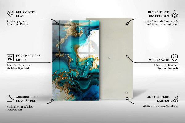 Zaščitna plošča za štedilnik Turkizna abstrakcija