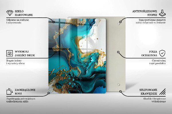 Zaščitna plošča za štedilnik Turkizna abstrakcija