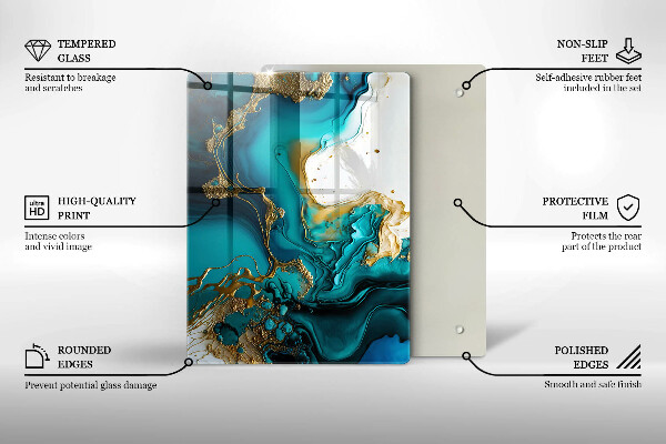 Zaščitna plošča za štedilnik Turkizna abstrakcija