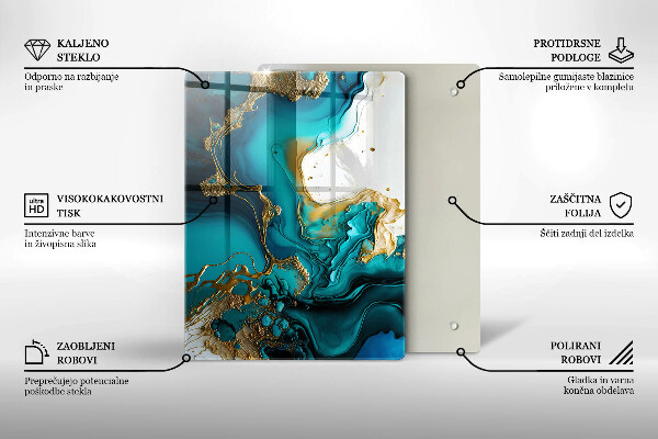 Zaščitna plošča za štedilnik Turkizna abstrakcija