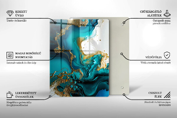 Zaščitna plošča za štedilnik Turkizna abstrakcija