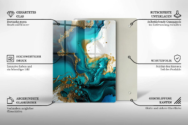 Zaščitna plošča za štedilnik Turkizna abstrakcija