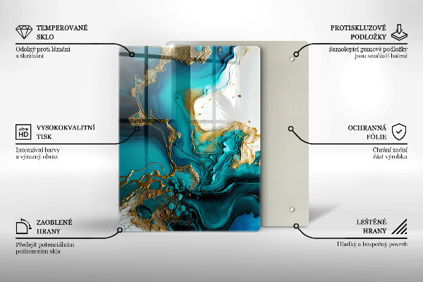 Zaščitna plošča za štedilnik Turkizna abstrakcija