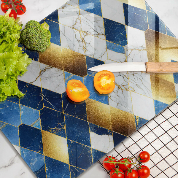 Zaščitna plošča za štedilnik Zlati marmorni rombi