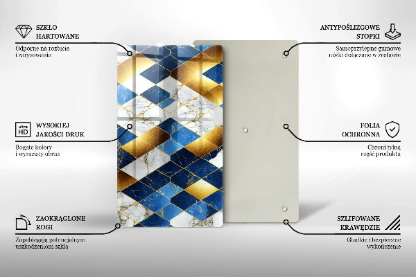 Zaščitna plošča za štedilnik Zlati marmorni rombi