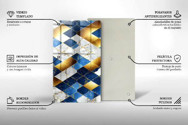 Zaščitna plošča za štedilnik Zlati marmorni rombi