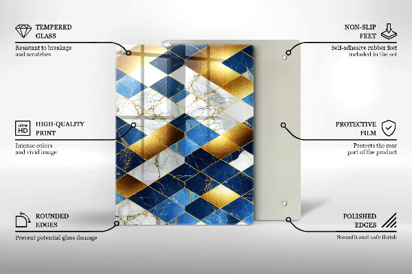 Zaščitna plošča za štedilnik Zlati marmorni rombi