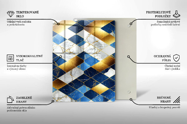 Zaščitna plošča za štedilnik Zlati marmorni rombi