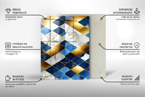 Zaščitna plošča za štedilnik Zlati marmorni rombi