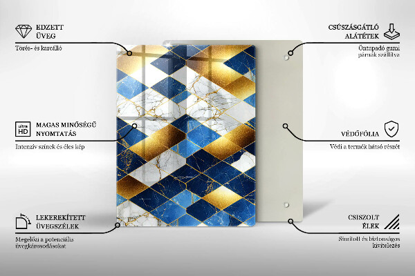 Zaščitna plošča za štedilnik Zlati marmorni rombi
